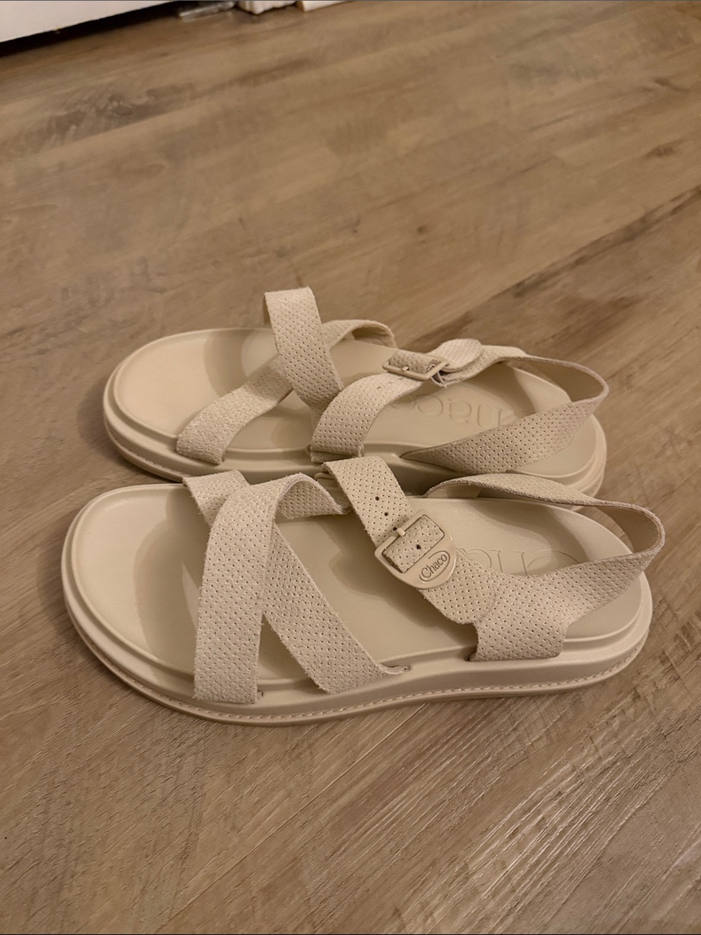 Chaco Cream Strappy Platform Sandals with Buckle